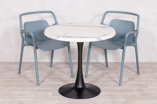 White Marble Top Outdoor Café Table Set with Ibiza Chairs