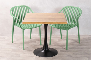 Aged Pine Top Outdoor Café Table Set with California Chairs