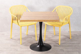 Aged Pine Top Outdoor Café Table Set with California Chairs