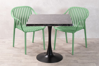 Alcantara Black Top Outdoor Café Table Set with California Chairs