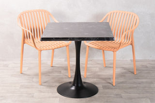 Alcantara Black Top Outdoor Café Table Set with California Chairs