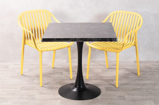 Alcantara Black Top Outdoor Café Table Set with California Chairs