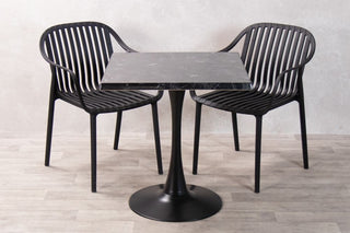 Alcantara Black Top Outdoor Café Table Set with California Chairs