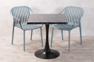 Alcantara Black Top Outdoor Café Table Set with California Chairs