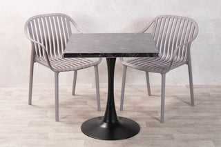 Alcantara Black Top Outdoor Café Table Set with California Chairs