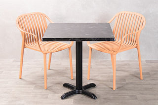 Alcantara Black Top Outdoor Café Table Set with California Chairs