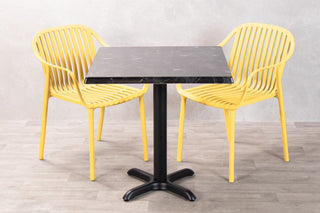 Alcantara Black Top Outdoor Café Table Set with California Chairs