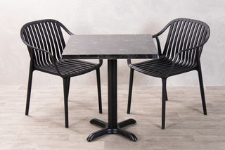 Alcantara Black Top Outdoor Café Table Set with California Chairs