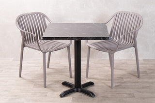 Alcantara Black Top Outdoor Café Table Set with California Chairs