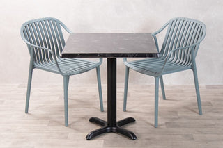 Alcantara Black Top Outdoor Café Table Set with California Chairs