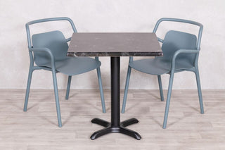 Alcantara Black Top Outdoor Café Table Set with Ibiza Chairs