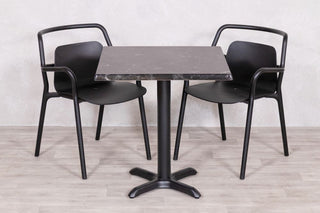 Alcantara Black Top Outdoor Café Table Set with Ibiza Chairs