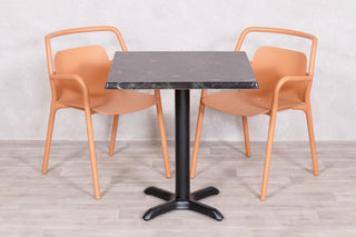 Alcantara Black Top Outdoor Café Table Set with Ibiza Chairs