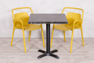 Alcantara Black Top Outdoor Café Table Set with Ibiza Chairs