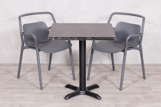 Alcantara Black Top Outdoor Café Table Set with Ibiza Chairs