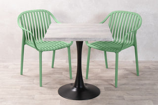 Cement Top Outdoor Café Table Set with California Chairs