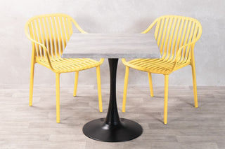 Cement Top Outdoor Café Table Set with California Chairs