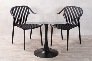 Cement Top Outdoor Café Table Set with California Chairs