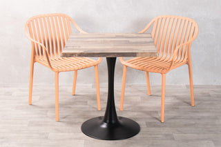 Rustic Maple Top Outdoor Café Table Set with California Chairs