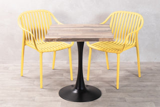 Rustic Maple Top Outdoor Café Table Set with California Chairs