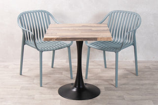 Rustic Maple Top Outdoor Café Table Set with California Chairs