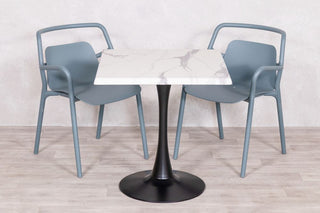 White Marble Top Outdoor Café Table Set with Ibiza Chairs