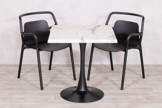 White Marble Top Outdoor Café Table Set with Ibiza Chairs