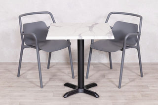 White Marble Top Outdoor Café Table Set with Ibiza Chairs