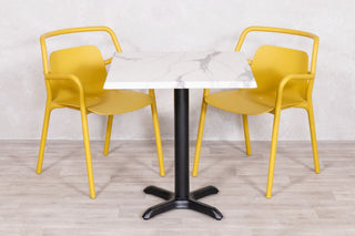 White Marble Top Outdoor Café Table Set with Ibiza Chairs