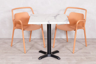 White Marble Top Outdoor Café Table Set with Ibiza Chairs