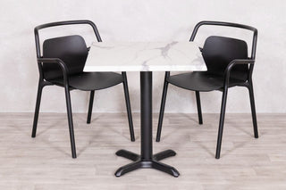 White Marble Top Outdoor Café Table Set with Ibiza Chairs