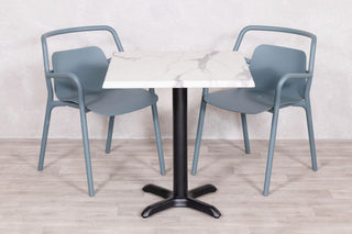 White Marble Top Outdoor Café Table Set with Ibiza Chairs