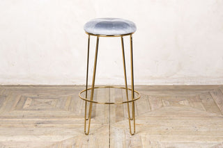 ivy cool grey velvet bar stool