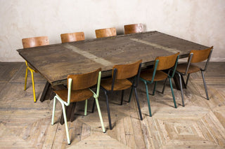large upcycled steel dining table