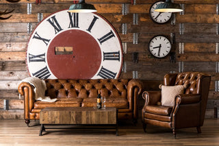 leather chair living room set up