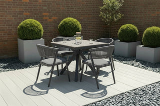 Milan Star Base Table with 4 Milan Chairs Outdoor Set