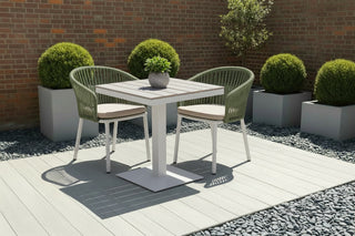 Milan Pedestal Table with 2 Milano Chairs Outdoor Set