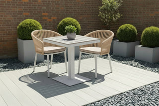 Milan Pedestal Table with 2 Milano Chairs Outdoor Set