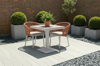 Milan Pedestal Table with 2 Milano Chairs Outdoor Set