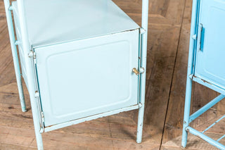 light blue industrial bedside cabinet