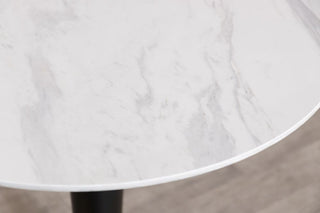 Light Porcelain Marble Café Dining Table with Brass Base