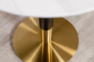 Light Porcelain Marble Café Dining Table with Brass Base