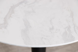 Light Porcelain Marble Café Dining Table with Brass Base