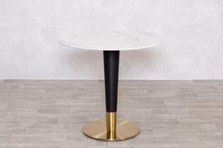 Light Porcelain Marble Café Dining Table with Brass Base