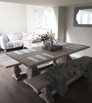 Photo Credit: @home_at_hopton - limed elm bench in neutral setting