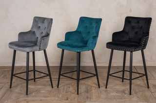 Pair of Louis Velvet Breakfast Bar Stool