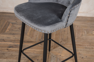 Pair of Louis Velvet Breakfast Bar Stool