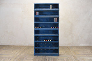 industrial blue wine rack