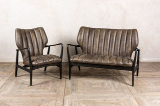 mid century style leather suite