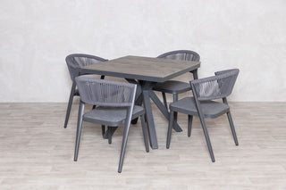 Milan Grey Star Table with 4 Chairs Set